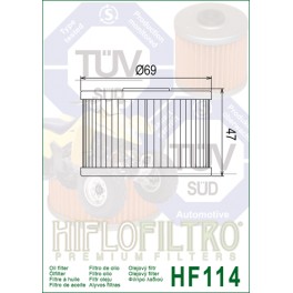 HF114 Filtre à huile Hiflofiltro
